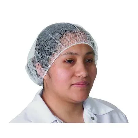 White polyester hairnet, honeycomb mesh, 24in diameter, pack of 100