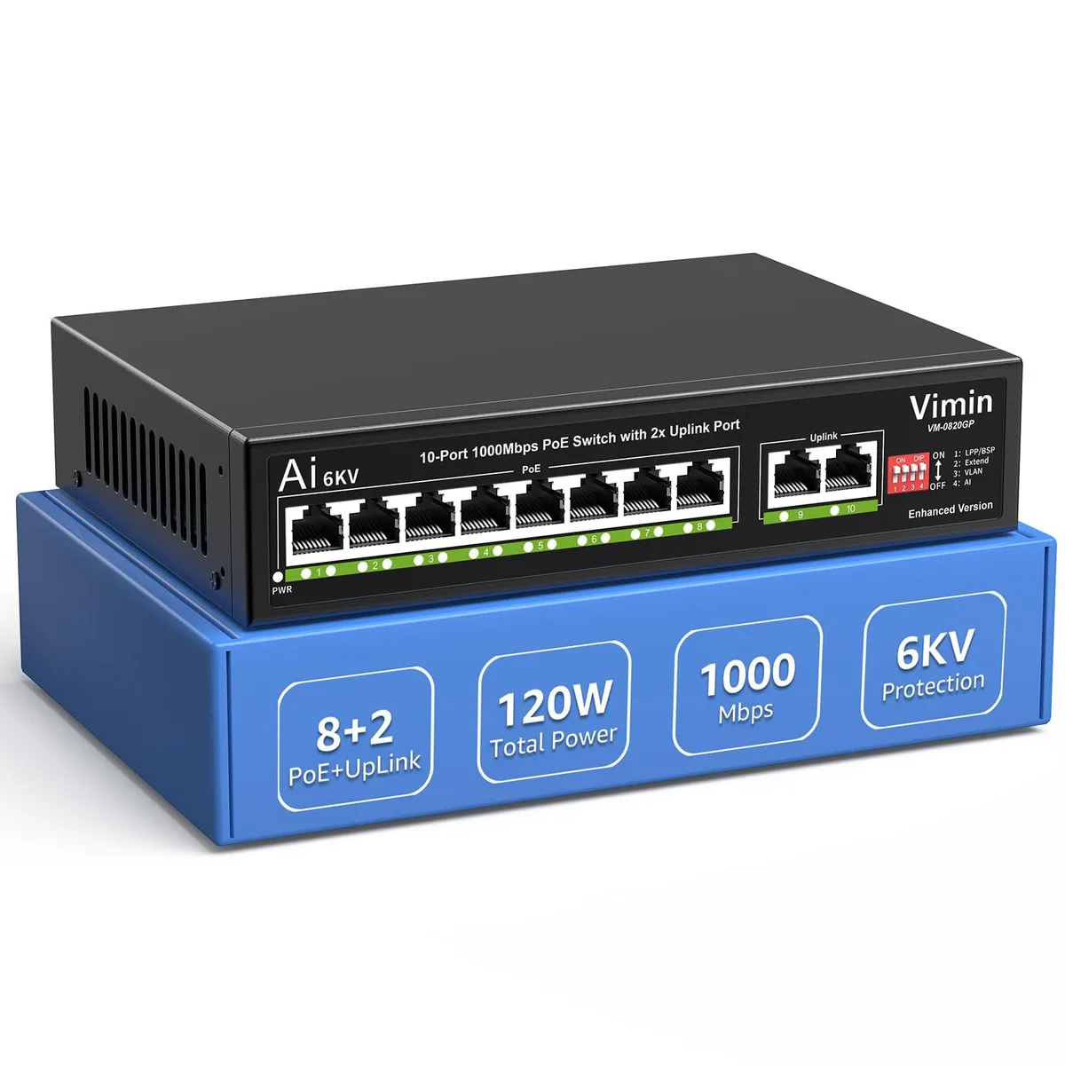 NETGEAR ProSafe VM-0820GP-CA 10-Port Gigabit PoE Switch — product photo