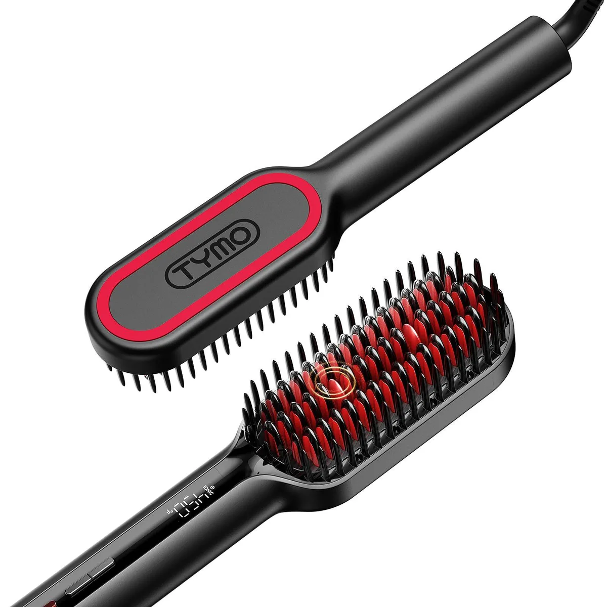  TYMO Ionic Mini Hair Straightener Brush Black — product photo