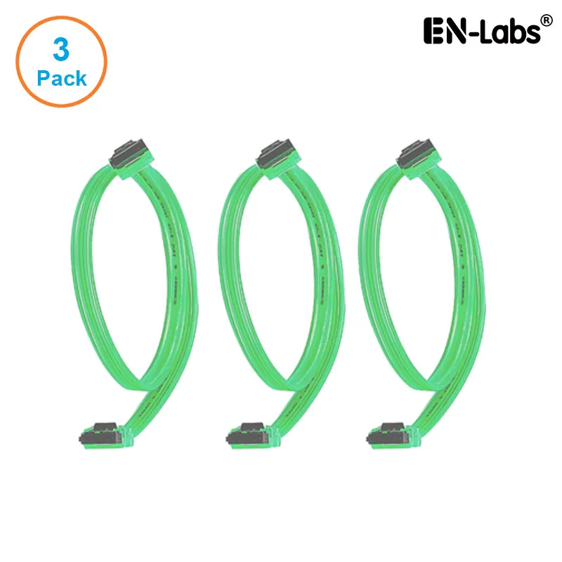 EN-Labs EN-Labs 3PKSATAIII18GN 3-pack SATA cable UV Green 18 inch — product photo