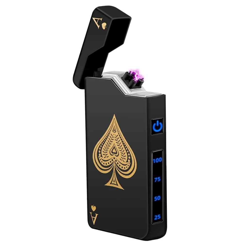  LcFun Ace of Spades Arc Lighter Gold 2.6 in — product photo