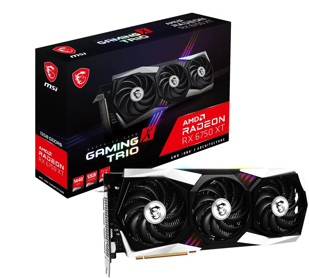 MSI MSI Radeon RX 6750 XT Gaming X Trio 12G graphics card — product photo