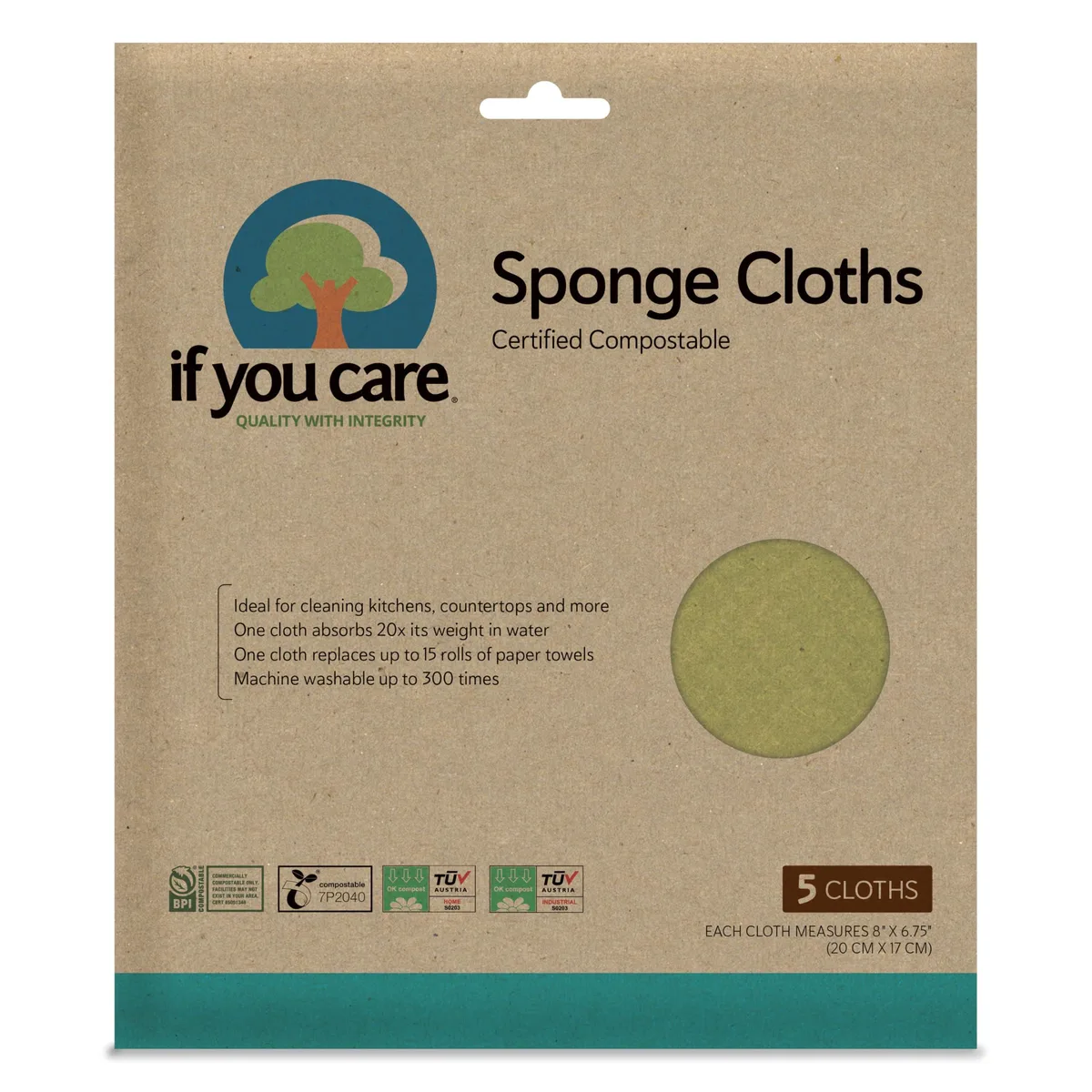 Pack of five white reusable sponge cloths