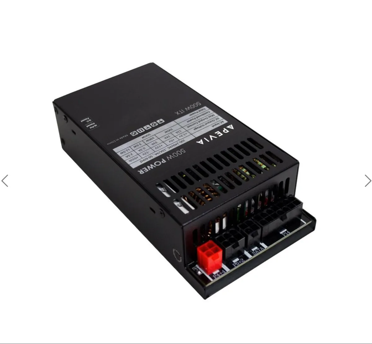 APEVIA CORP. APEVIA CORP. ITX-PFC500W 500W Fully Modular Mini ITX Power Supply — product photo