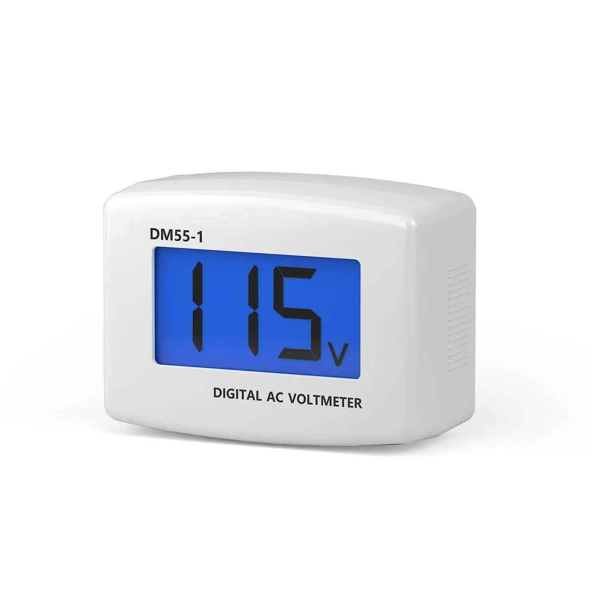 Compact flat-plug AC voltage tester with blue-backlit LCD display