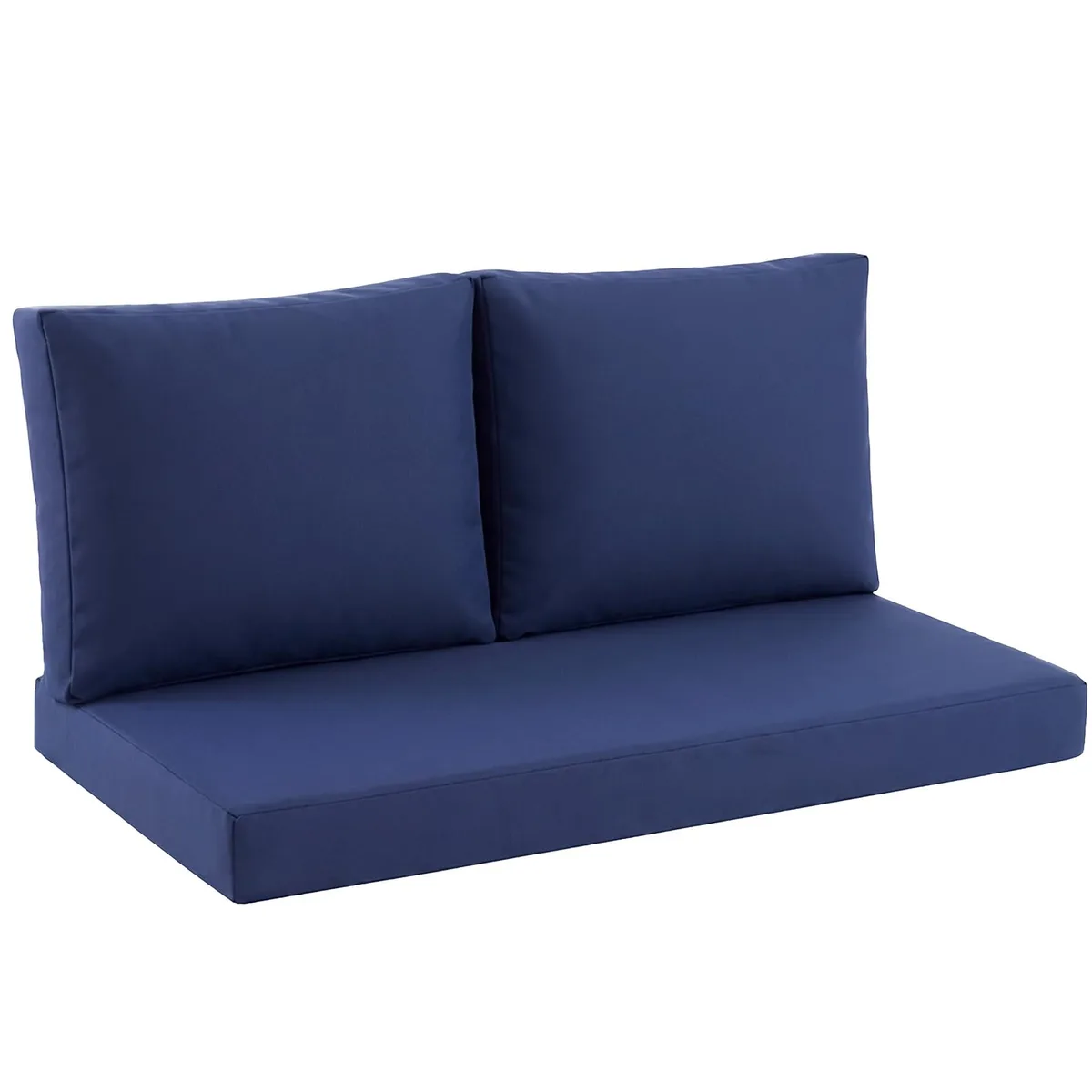 Navy blue loveseat cushion set with seat and two back cushions