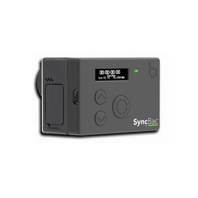 Small rectangular black device with blue OLED screen and 30-pin connector for GoPro HERO4