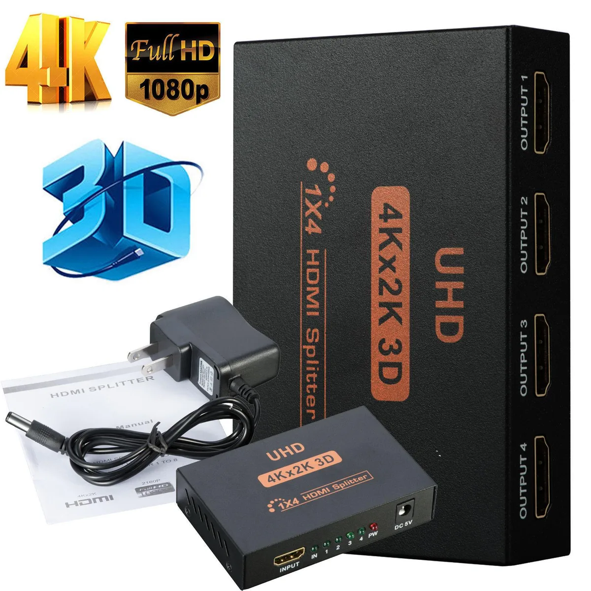 kkfactory kkfactory GPS accessory HDMI splitter 1x4 v1.4 1080p 3D — product photo