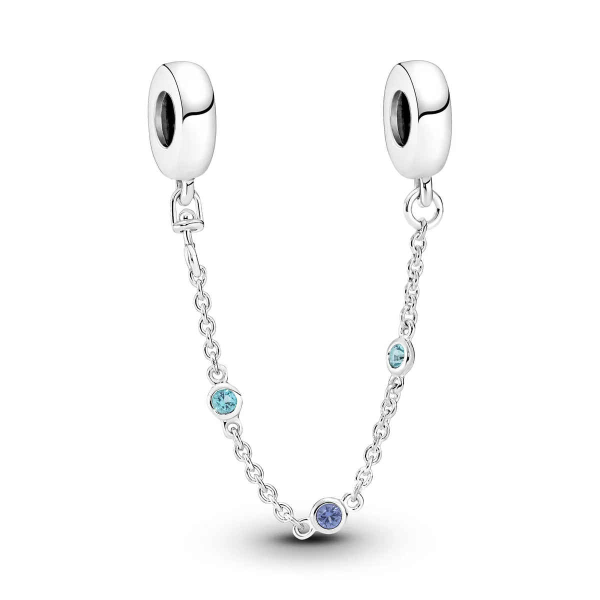 PANDORA PANDORA Triple Blue Stone Safety Chain Silver Tone — product photo