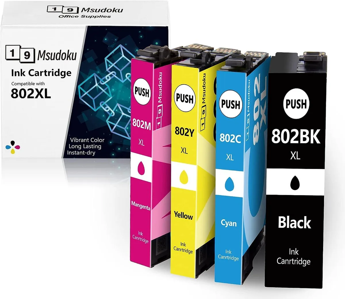 NuoTo NuoTo 802XL Ink Cartridge 4-Pack Black Cyan Magenta Yellow — product photo