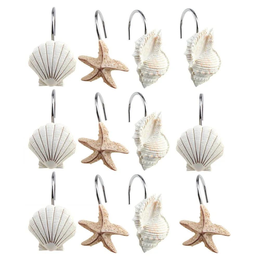 AGPtek AGPtek 12 Pcs White Seashell Shower Curtain Hooks — product photo