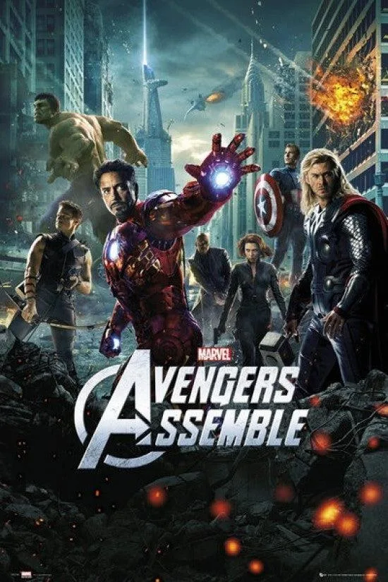 Poster print of The Avengers, 24 by 36 inches, glossy paper, rolled in tube