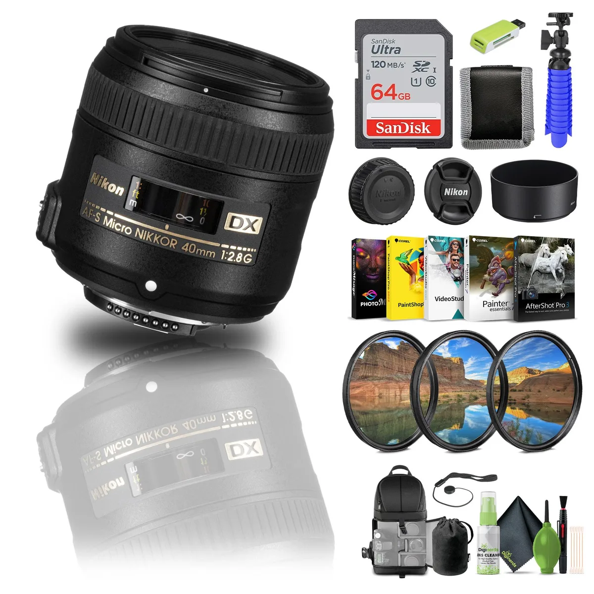 Nikon Inc Nikon AF-S DX Micro-NIKKOR 40mm f/2.8G Macro Lens Bundle with 64GB Card — product photo
