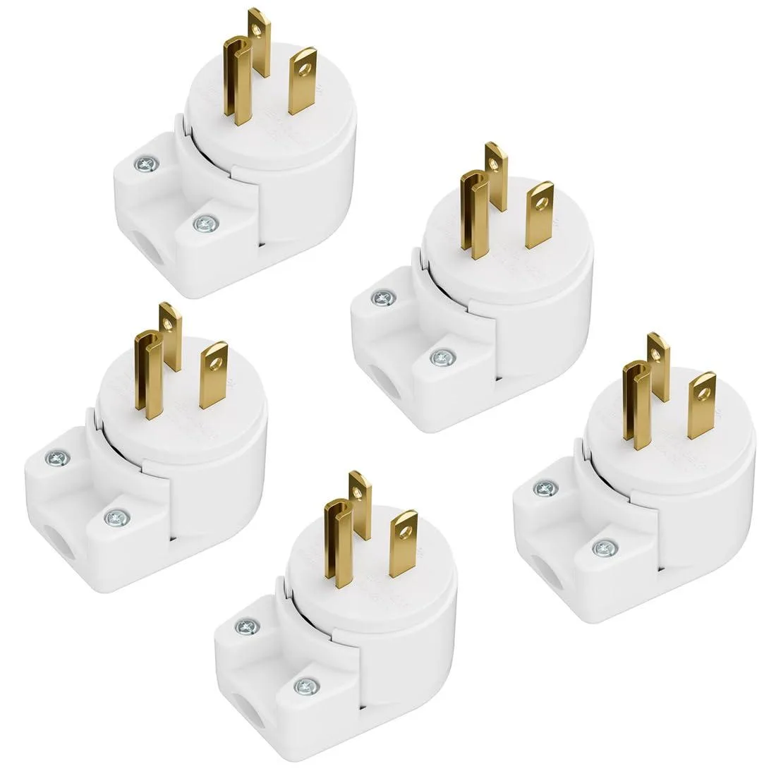 LORDWORLD LORDWORLD 5-Pack Right Angle Nema 6-20P 20A 250V 12-Direction Rotatable AC Plug White — product photo