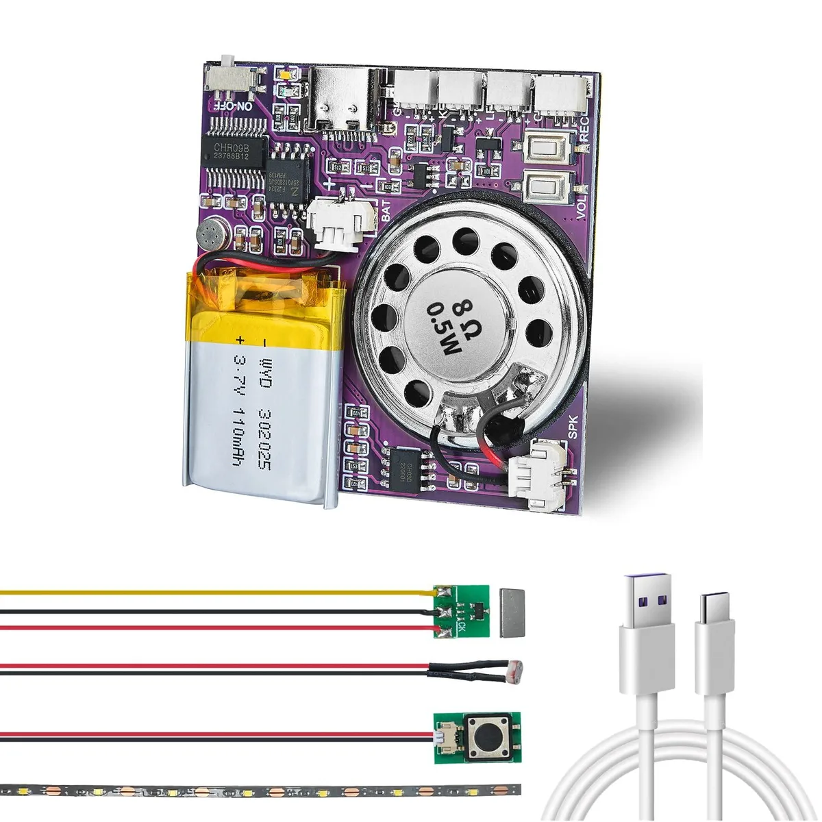 XLW ZS-3001-1P-CH Voice Recorder 16MB Purple — product photo
