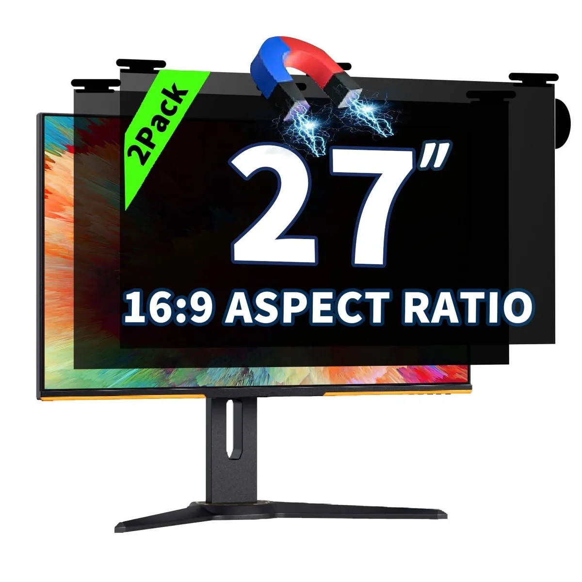 ALSEYE ALSEYE 2 Pack Magnetic Hanging Privacy Screen 27 Inch 16:9 2 in 1 Accessories — product photo