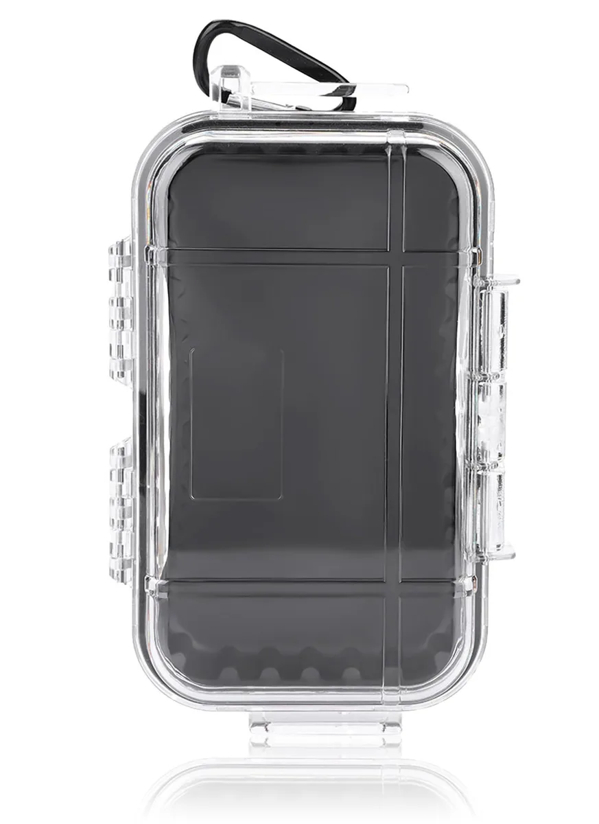 Clear rectangular waterproof case with top handle and zipper, 7.48 by 1.97 by 4.72 inches