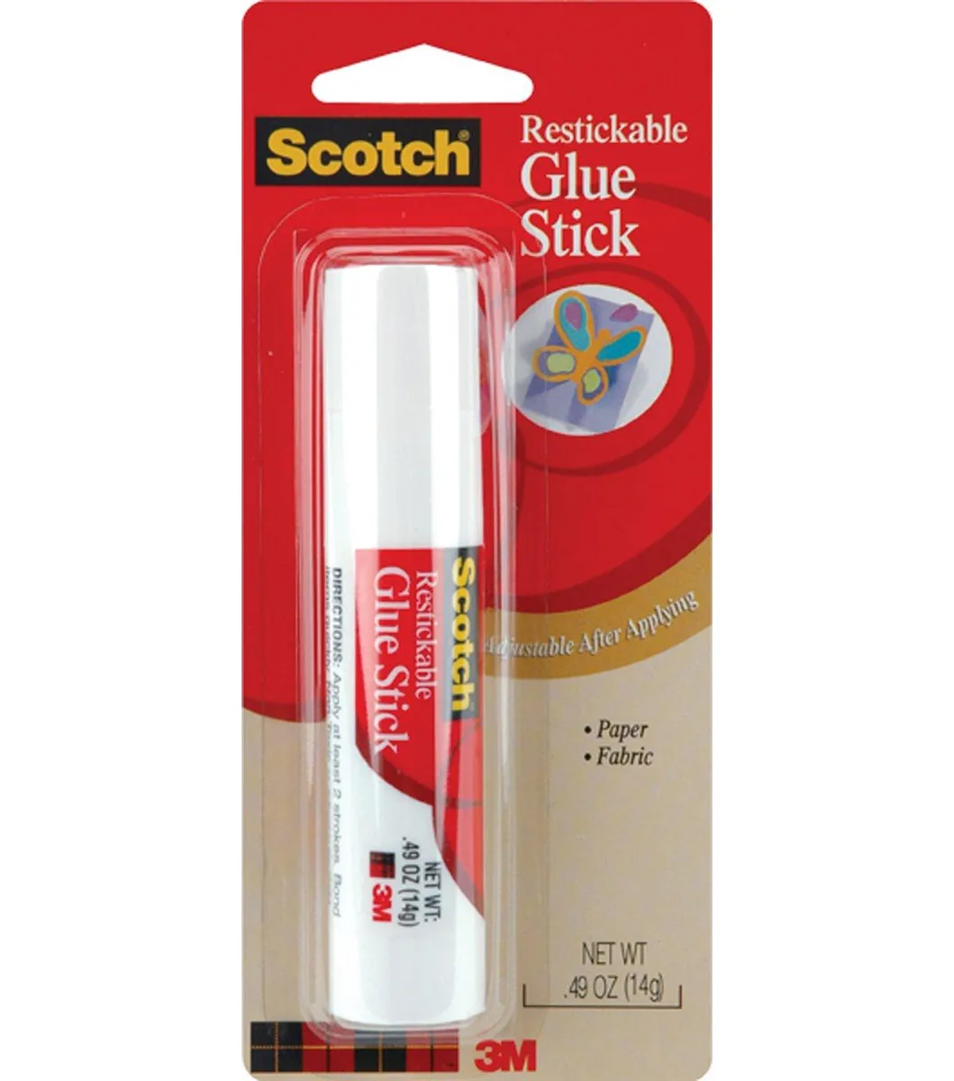 Small white glue stick in twist-up tube, .49 oz