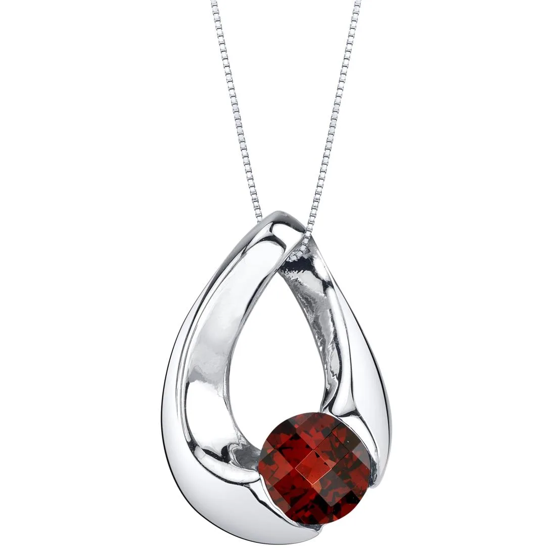 Oravo Oravo Garnet Sterling Silver Slider Pendant Necklace 18" 925 — product photo
