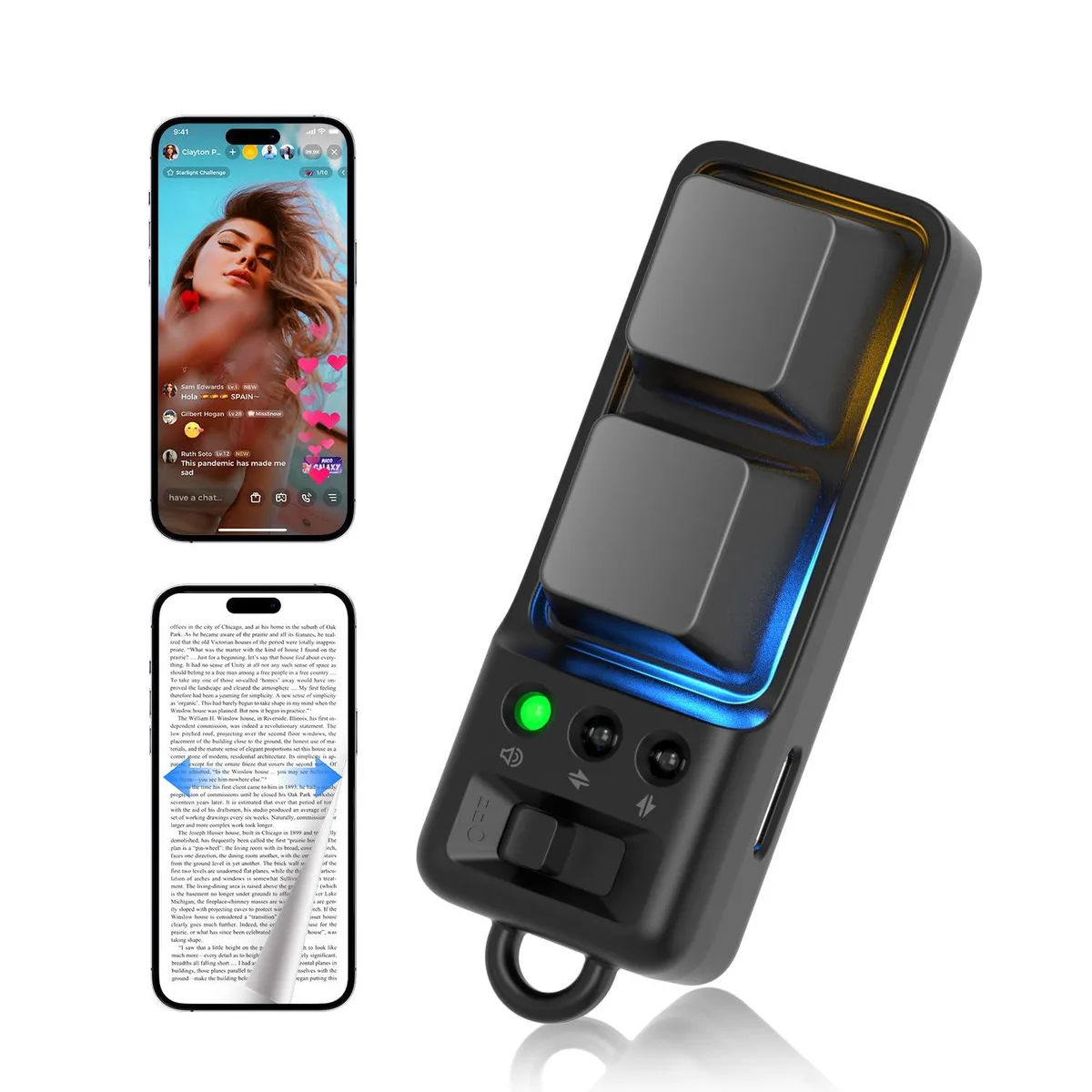 Ultra-light 22g Bluetooth 5.4 remote with RGB backlight and mechanical switches