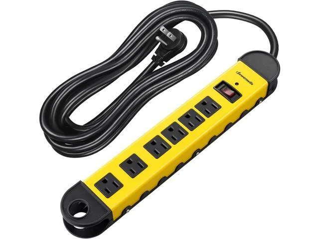 LORDWORLD LORDWORLD 6-Outlet Metal Surge Protector 15ft 14AWG 900J Yellow — product photo