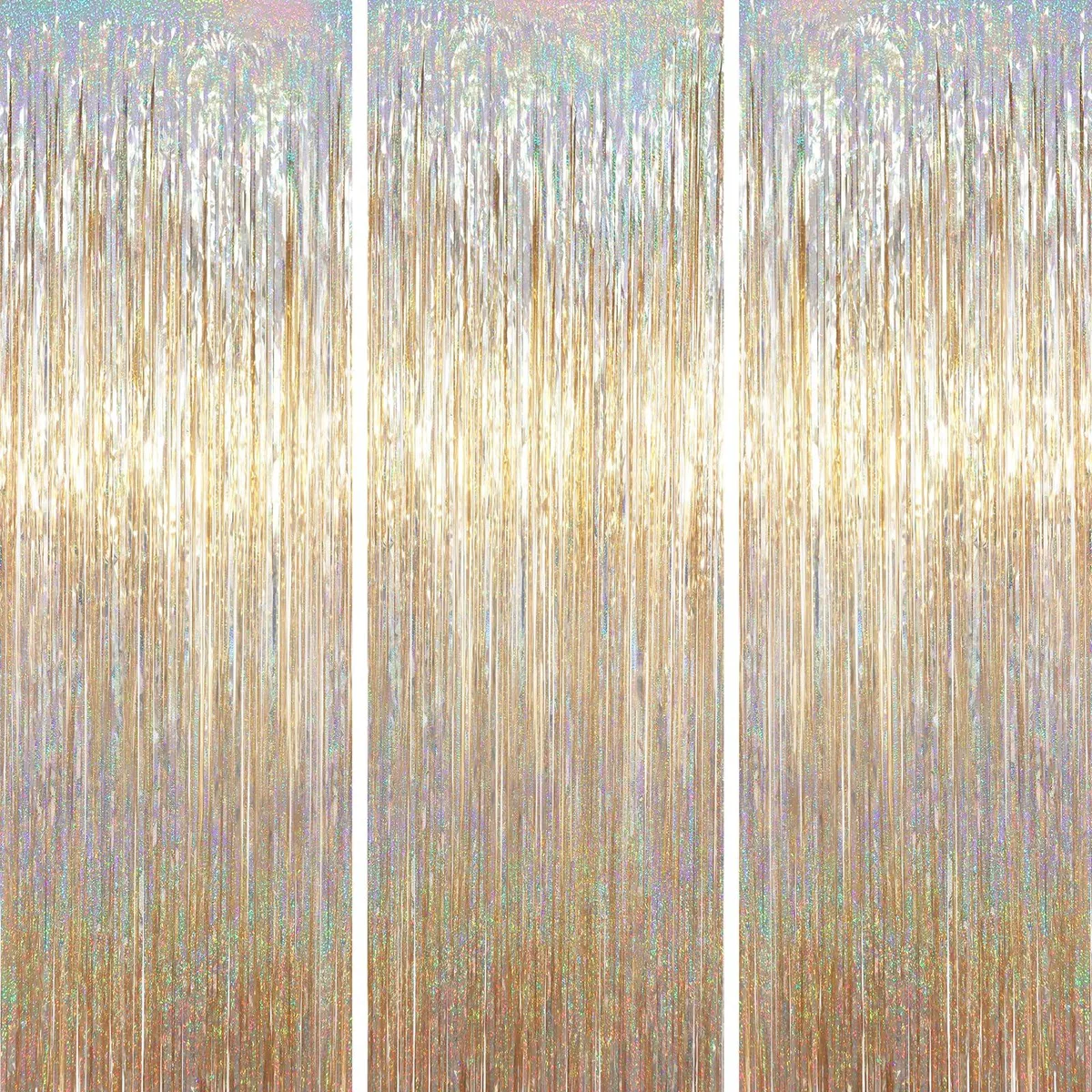 Champagne foil fringe backdrop curtain 3.3 by 6.6 ft