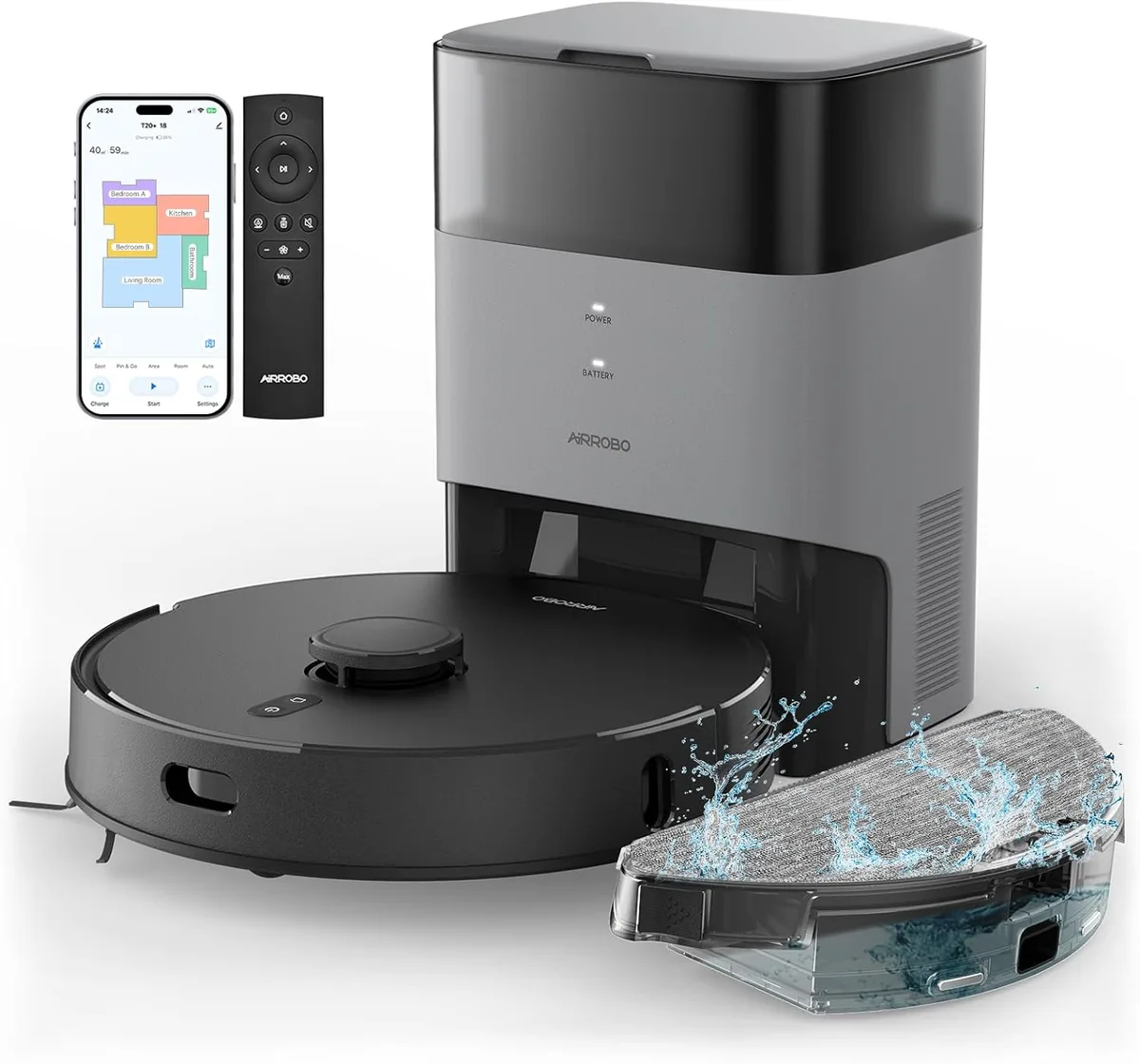 AIRROBO AIRROBO T20+ robotic vacuum 2600Pa 60-day auto-empty LiDAR 150min — product photo