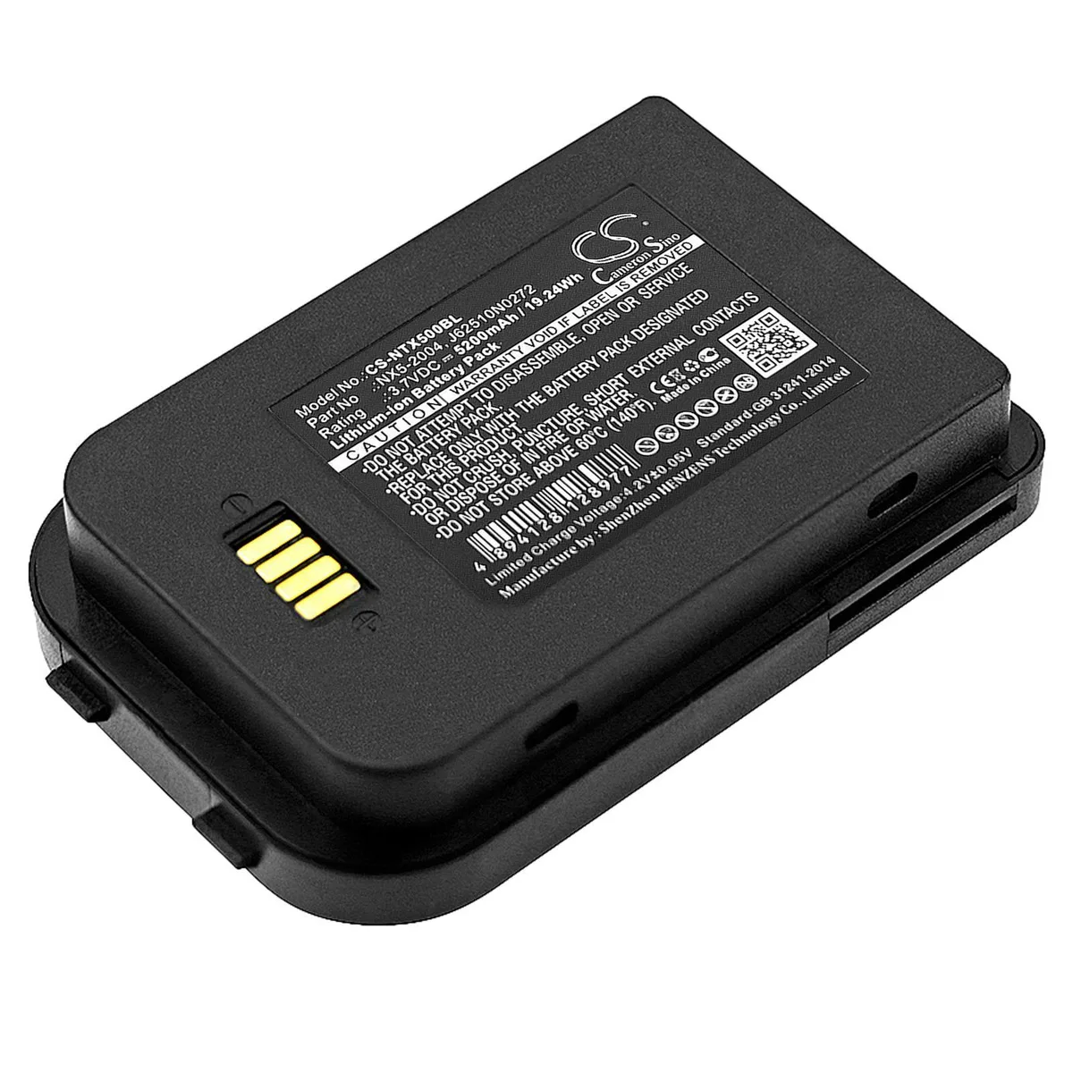 Rectangular replacement battery with silver label for Nautiz X5 eTicket