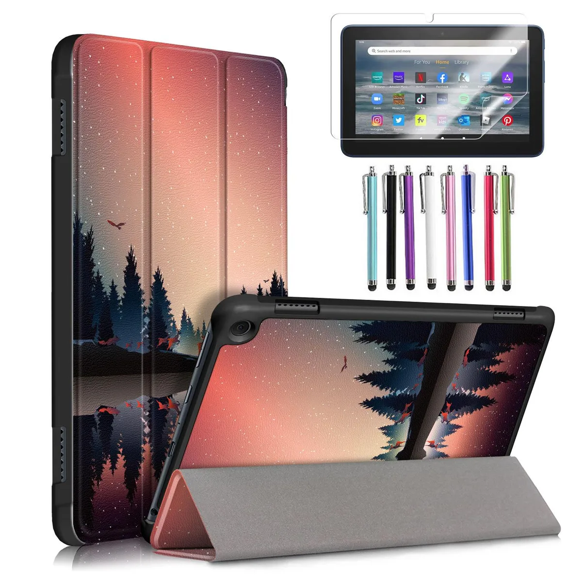 anicestore anicestore Protection Case for Amazon Fire 7 12th Gen / 7 Kids 2022 Forest Dusk — product photo