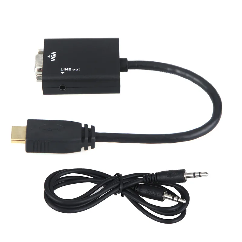 TOMOTOP TOMOTOP HDMI Male to VGA Female Adapter with 3.5mm Audio 16cm Black — product photo