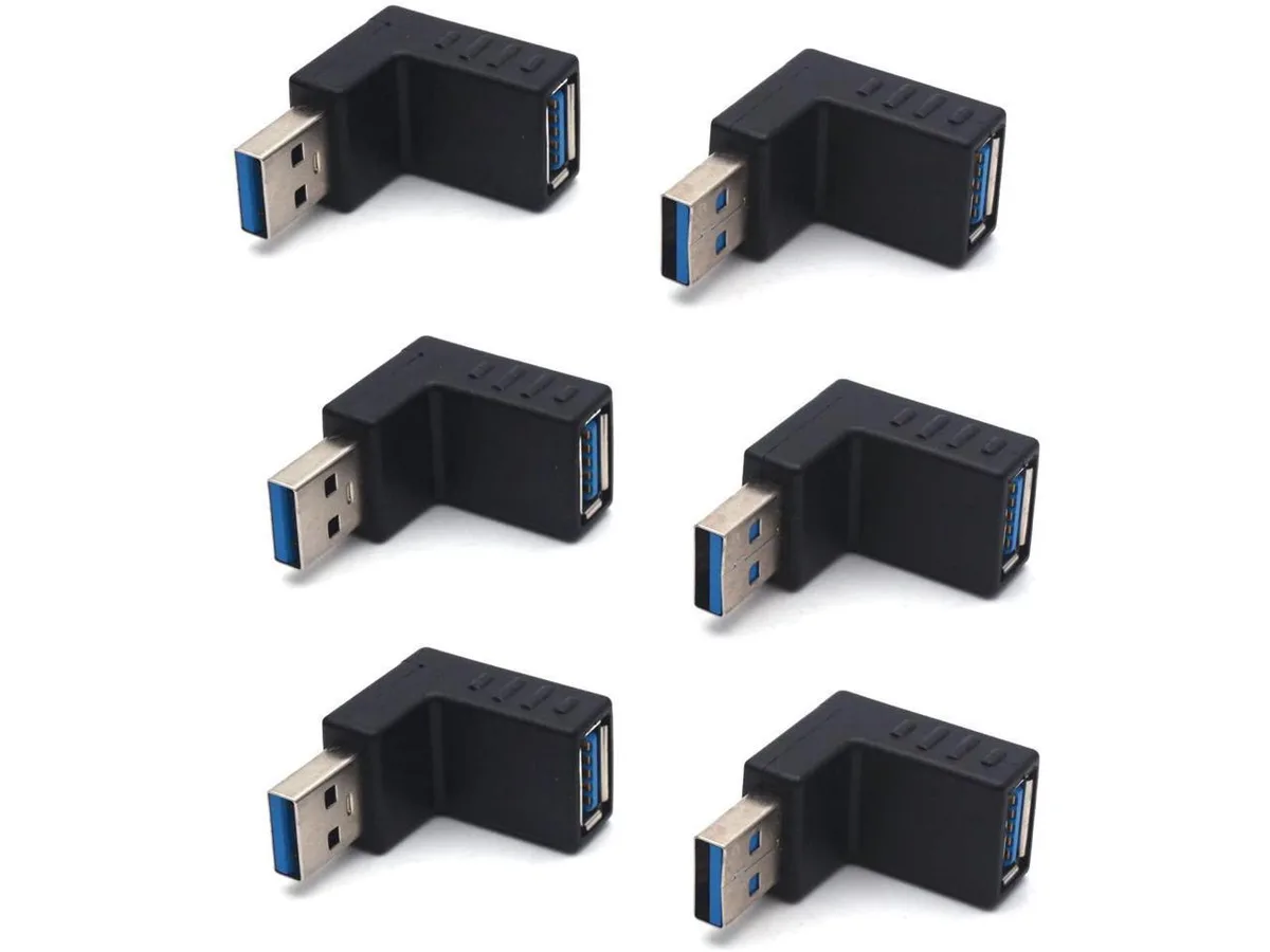 BUCIER BUCIER USB 3.0 A Male to A Female 90° Angle Adapter 3 Pairs Up + Down — product photo