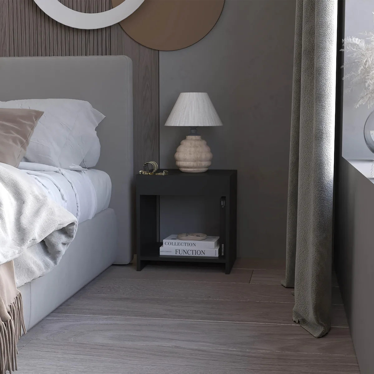 tuphen tuphen Anegam Nightstand with Open Storage Black 165 157 139 — product photo