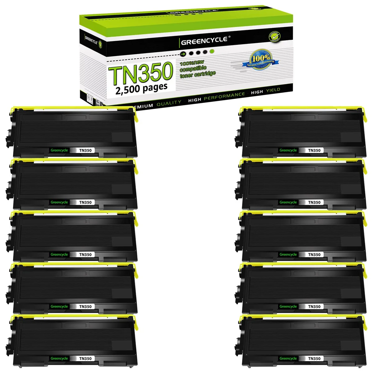 GREENCYCLE GREENCYCLE TN350 Black Toner Cartridge 10 Pack 2500 Pages — product photo