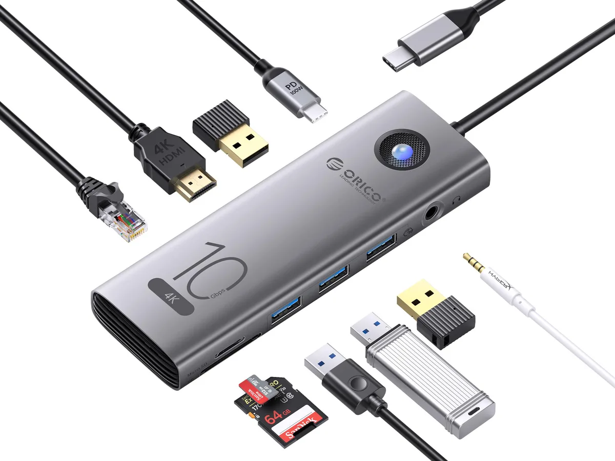 Orico Orico CX10-8P 6-in-1 Docking Station 10Gbps PD 100W 4K@60Hz — product photo