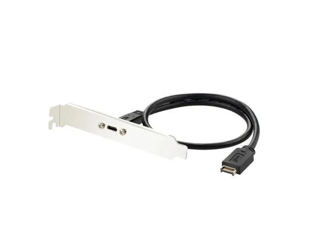 Silver USB Type-C front-panel cable with full-height PCI bracket and 50cm black lead