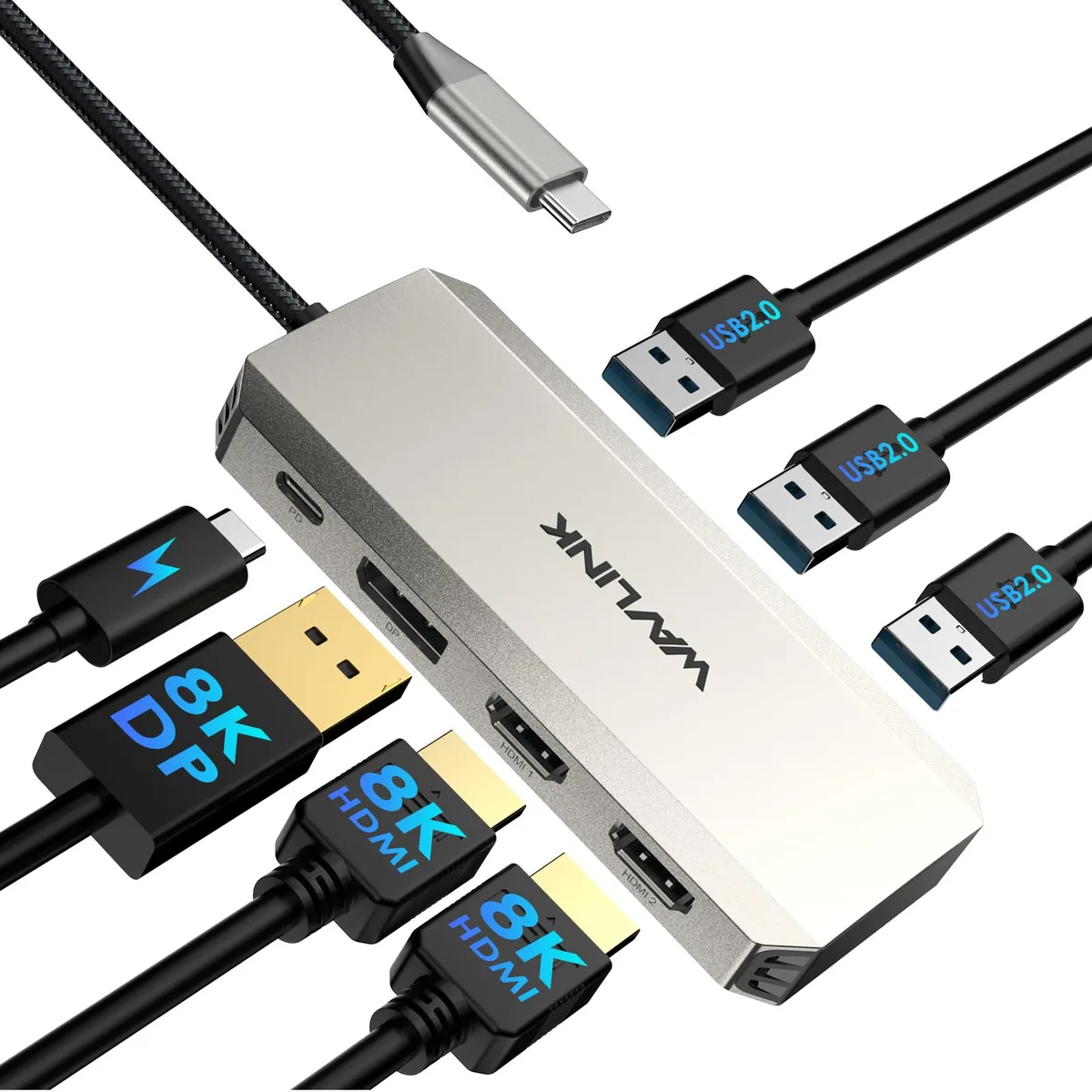 Wavlink Wavlink V1C43EA docking station 95W PD triple 4K 8K DP 2HDMI 3×USB 2.0 — product photo