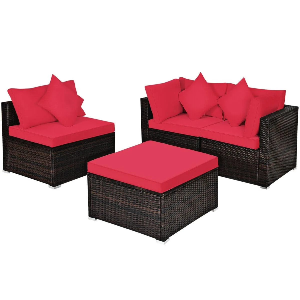 SlickBlue SlickBlue 4-Piece Rattan Patio Furniture Set Red — product photo