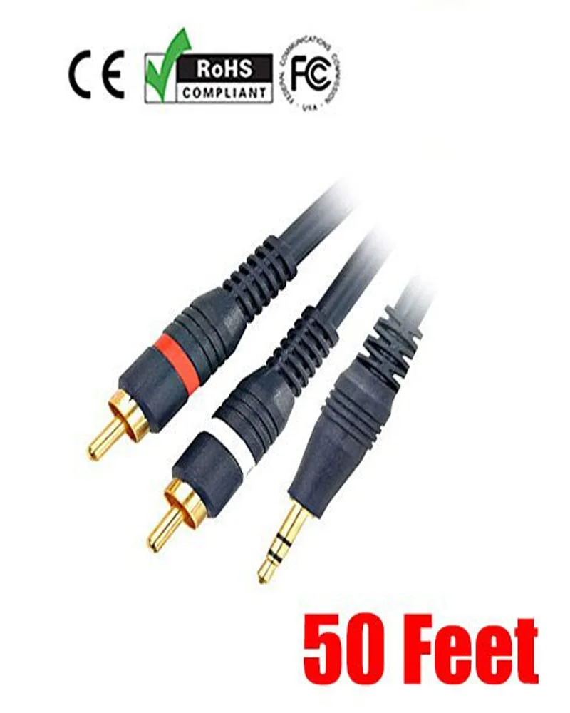 iMBAPrice iMBAPrice 50 ft 3.5mm Stereo Male to 2RCA Male 22AWG Cable Gold Plated — product photo