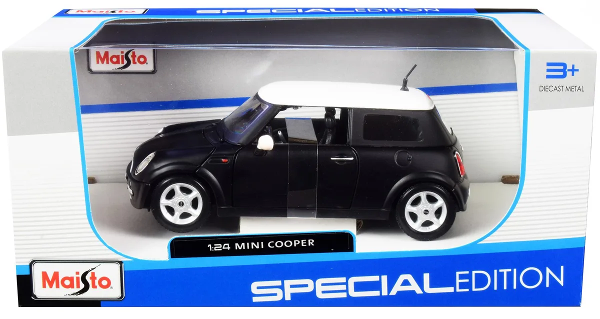 Maisto Maisto Mini Cooper Matt Black with White Top 1/24 Diecast Hobby Collectible — product photo