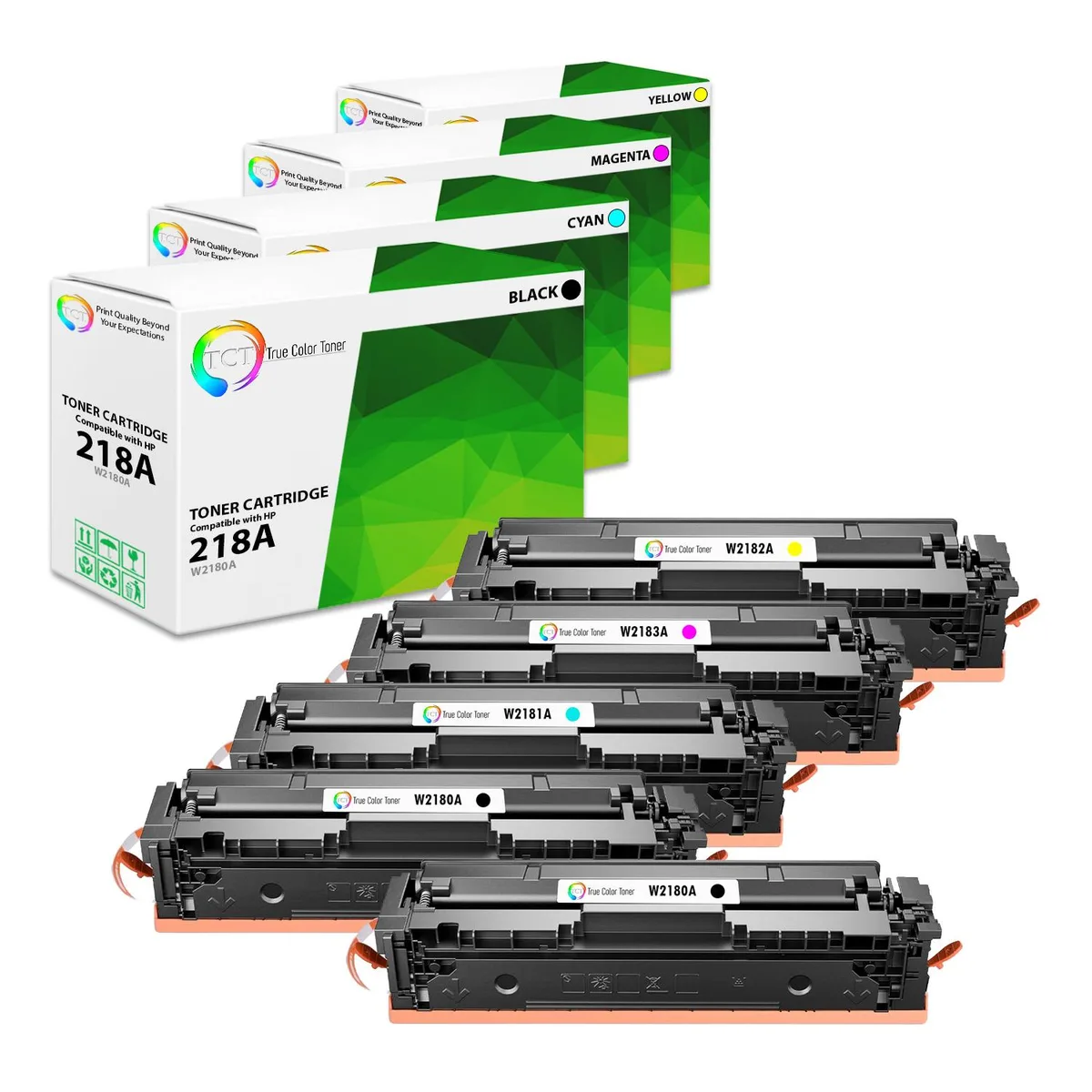 True Color Toner True Color Toner 218A 5 Pack Toner Cartridges (Black, Cyan, Magenta, Yellow) — product photo