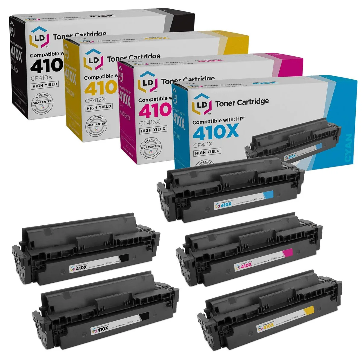 LD Products LD Products HP 410X Compatible Toner Set 5PK (2 Black, Cyan, Magenta, Yellow) 5000 Pages — product photo