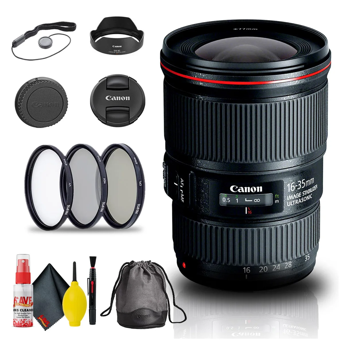 Canon Canon EF 16-35mm f/4L IS USM Lens + Filter Kit + Cap Keeper Bundle — product photo