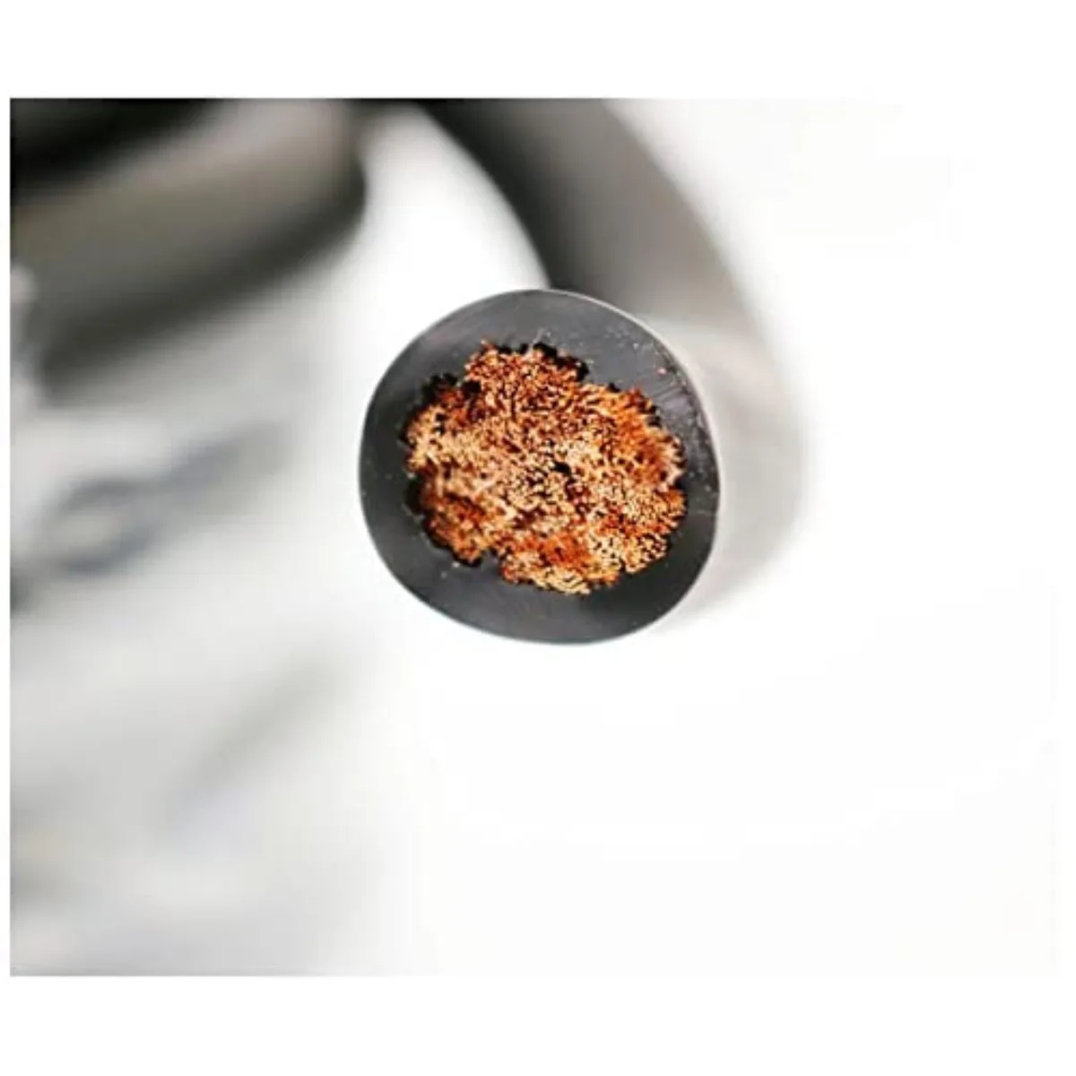 Black copper cable with dark braided finish