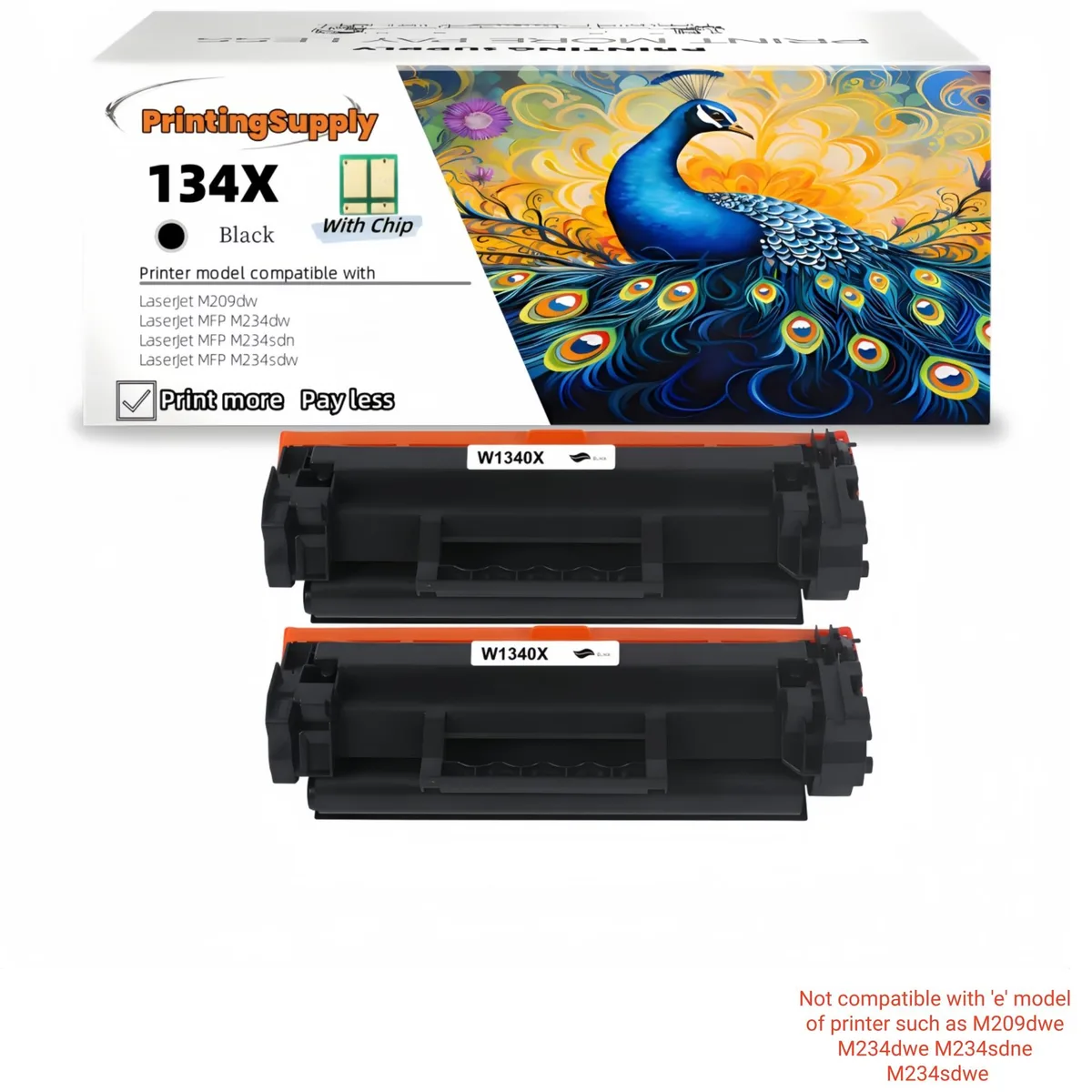 Aster Graphics Inc Aster Graphics Inc 134X W1340X Black Toner Cartridge 2 Pack 2400 Pages — product photo