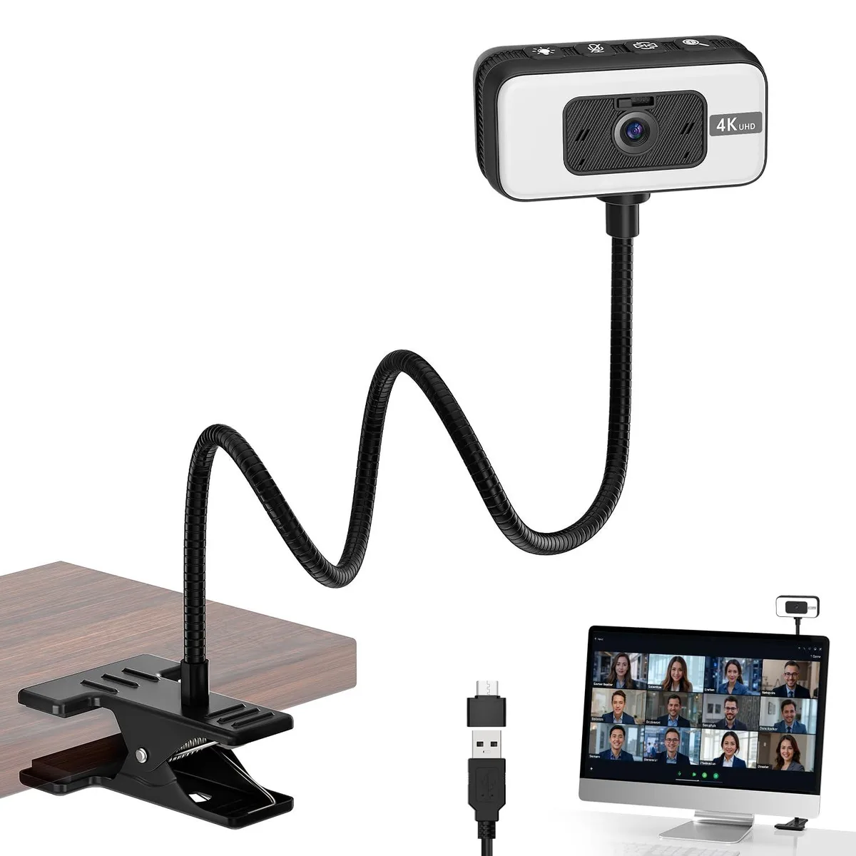  DJI MJW15P-4K 4K Webcam with Light Bracket 40 cm Gooseneck 110 cm Cable — product photo