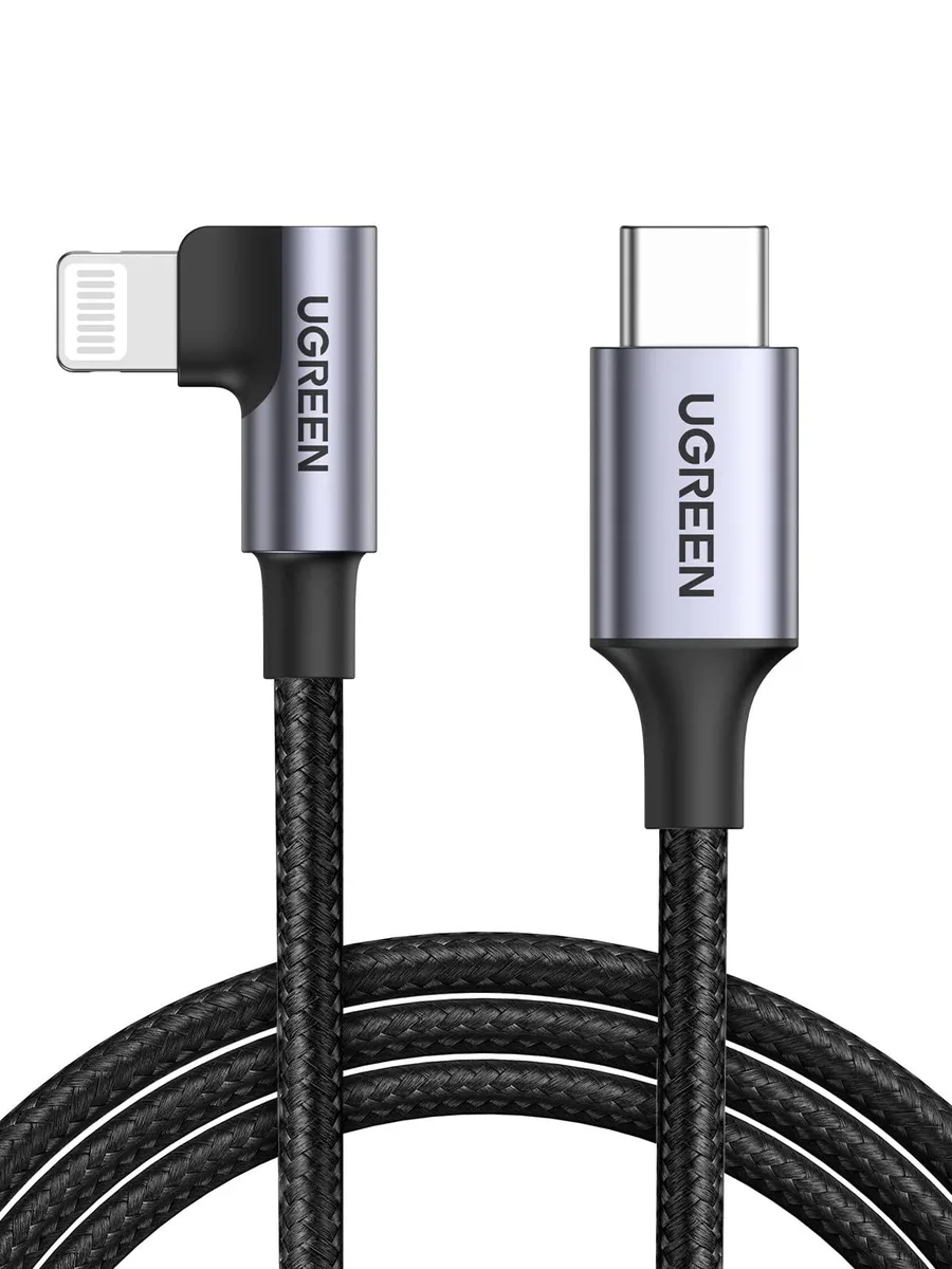  Ugreen 60763 USB C to Lightning Cable 1m 90° MFi Black — product photo