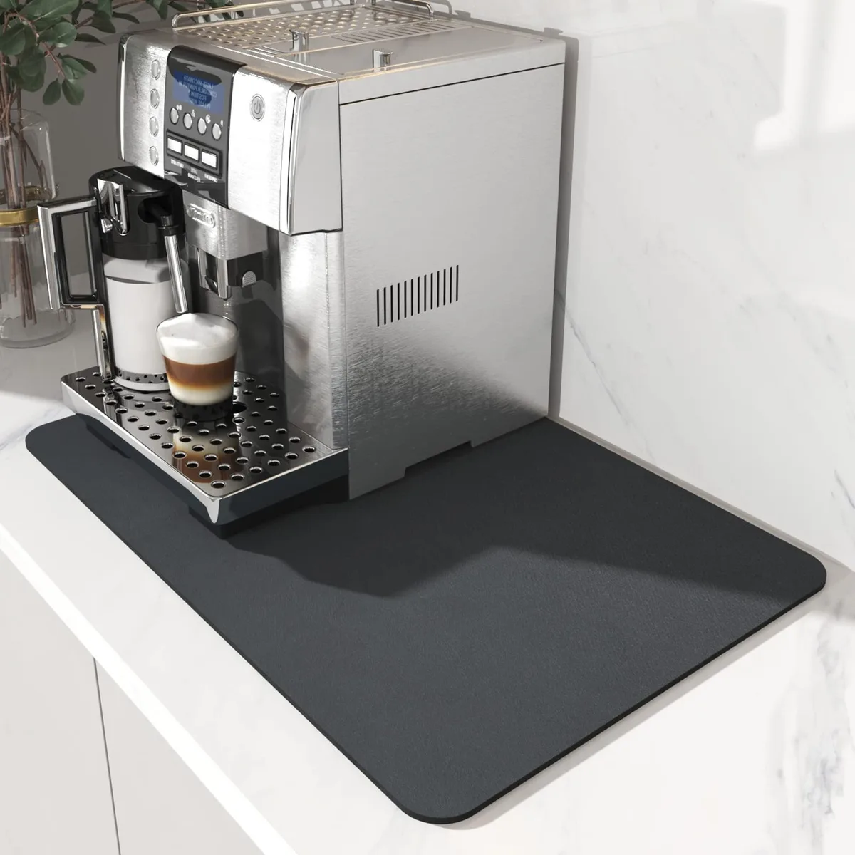 AMOAMI Coffee Mat Dish Drying Mat 12"x19" Dark Grey — product photo
