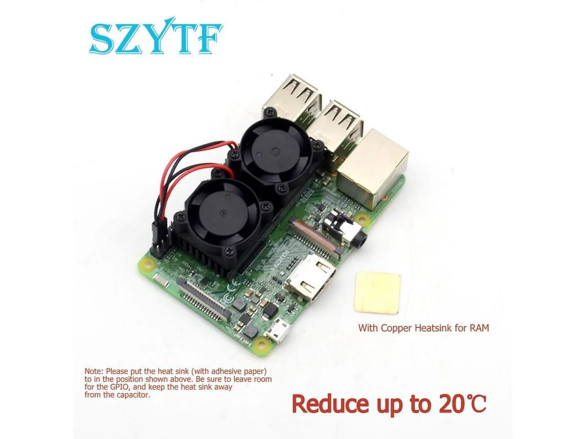 Fans Fans Dual Fan Copper Cooling Kit Raspberry Pi 3 2 B+ NESPi Retroflag — product photo