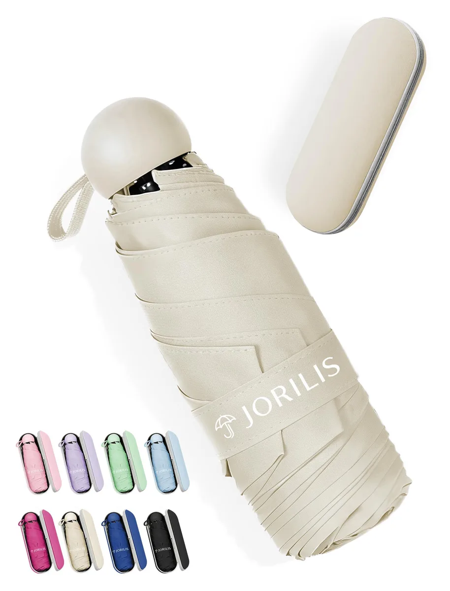 Jorilis Travel Umbrella Compact Clear 6.9 in folded 40.2 in canopy UPF 50+ 99% UV block 0.55 lb — product photo