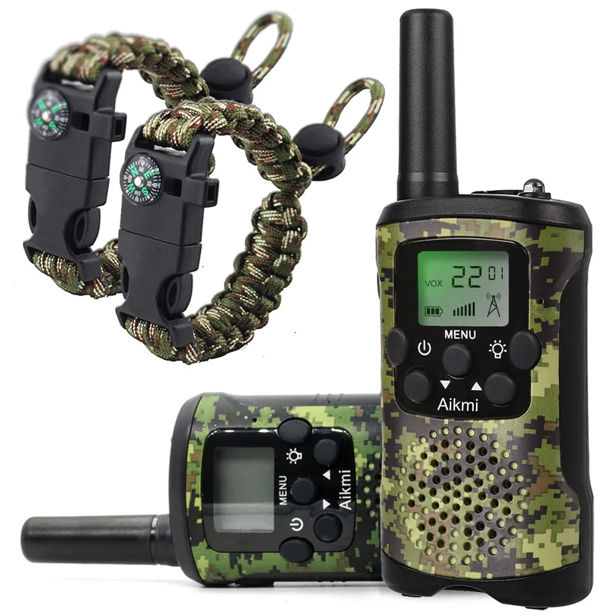 Aikmi T-339 22 Channel Walkie Talkies with Paracord Bracelets — product photo